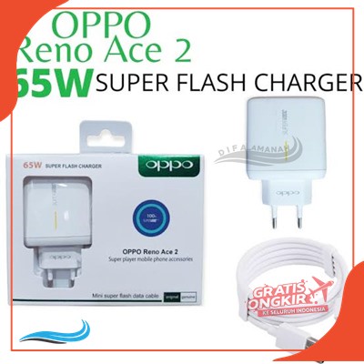 SUPER VOOC FLASH CHARGING &amp; FASH CHARGER OPPO RENO ACE 2 ORIGINAL TRAVEL CHARGER