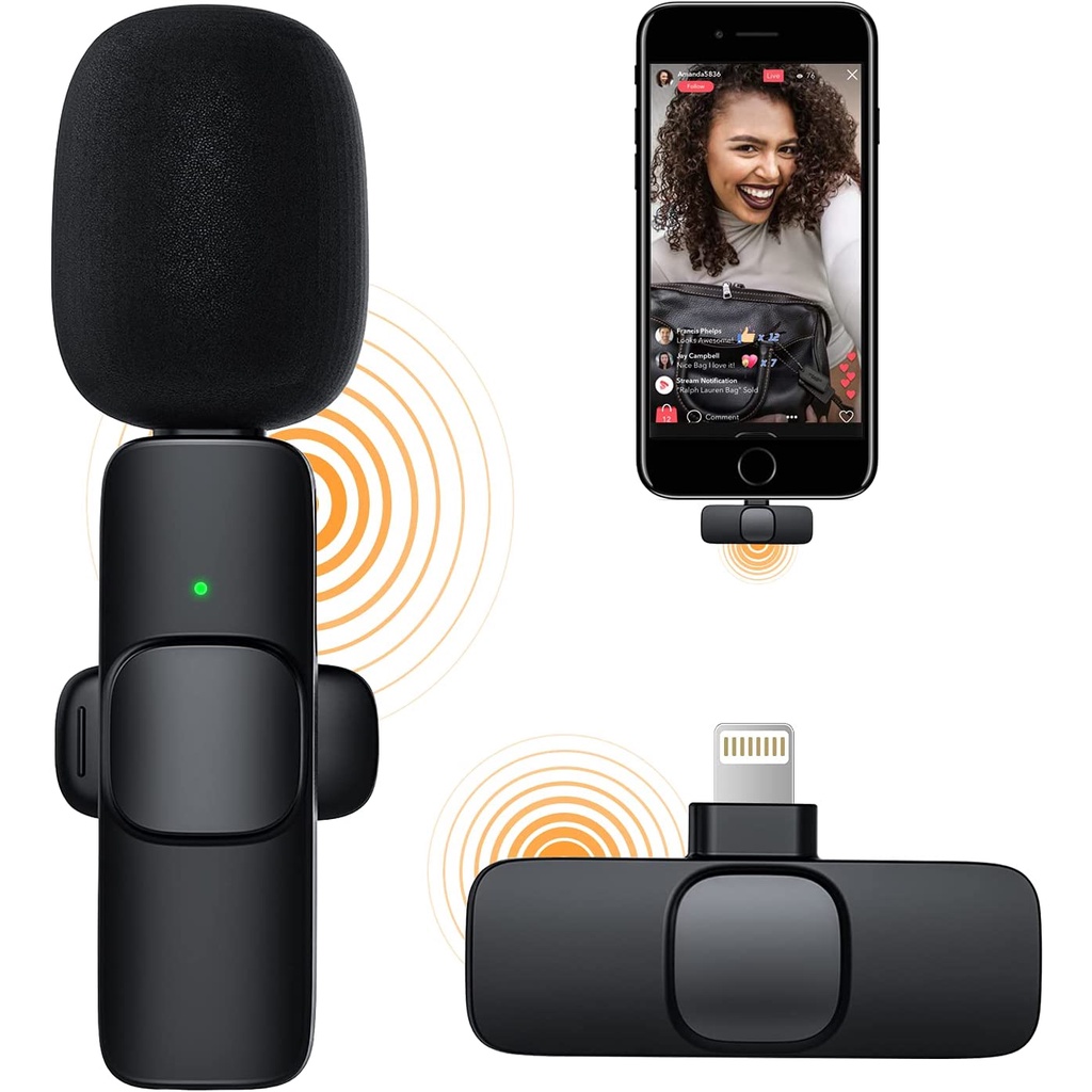 MICROPHONE WIRELESS CLIP ON SMARTPHONE VLOG LAVALIER MIC BLUETOOTH K8 K9 TAFFSTUDIO