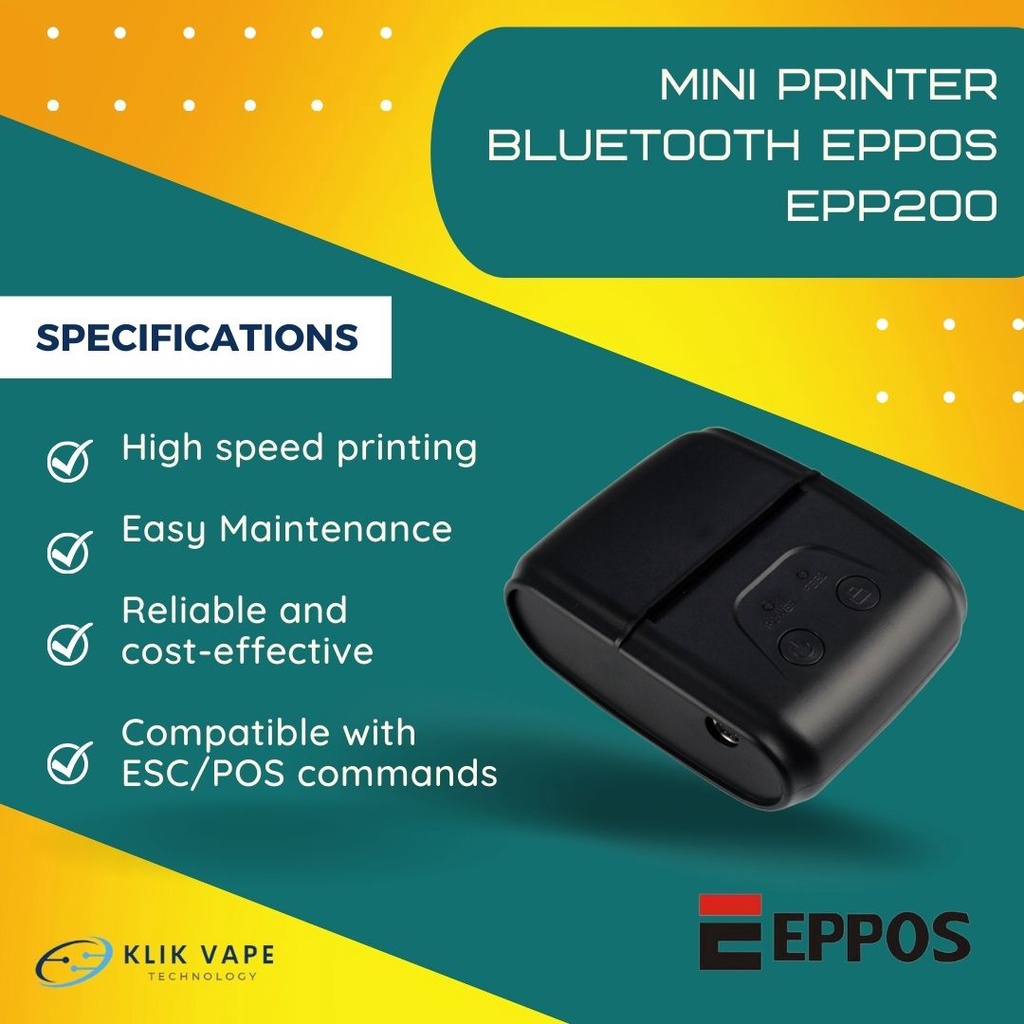 Mini Printer Bluetooth Struk Pembayaran / Struk Kasir EPPOS EPP200 BG000482 KlikVape Bandung