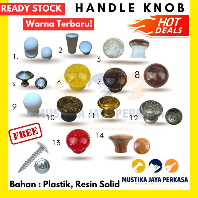 Handle Tarikan Knob Knop Laci Lemari Kecil Plastik Kaca Kayu stock ready