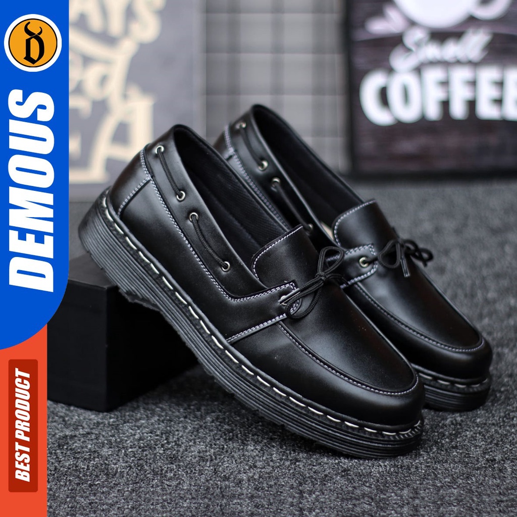 DEMOUS Vai - Sepatu Loafers Docmart Low Boots Pantofel Formal Kerja Pria