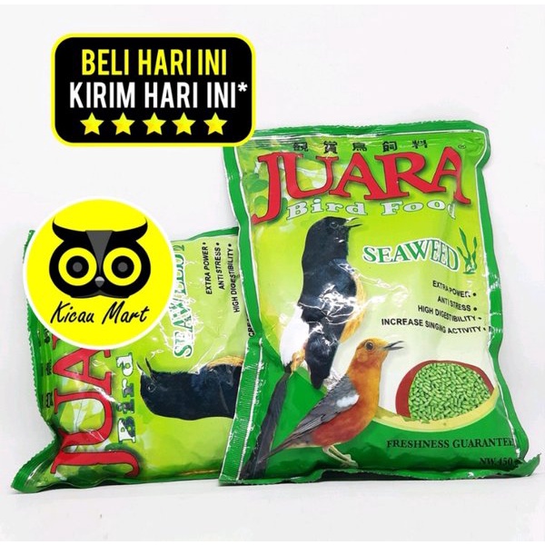 Voer juara bird food seaweed pur burung kicau ocehan murai kacer jalak
