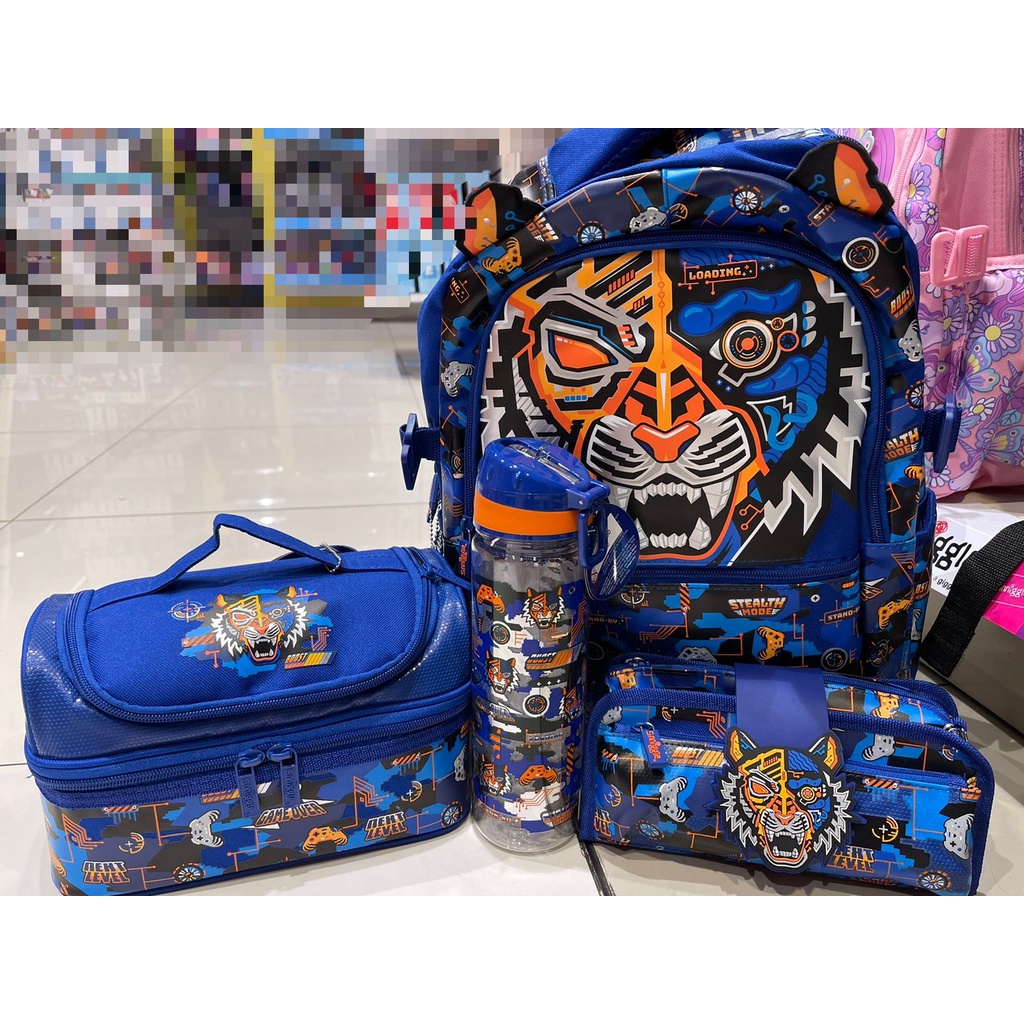 Smiggle Hey Tiger Blue Backpack Lunchbox Pencil Case