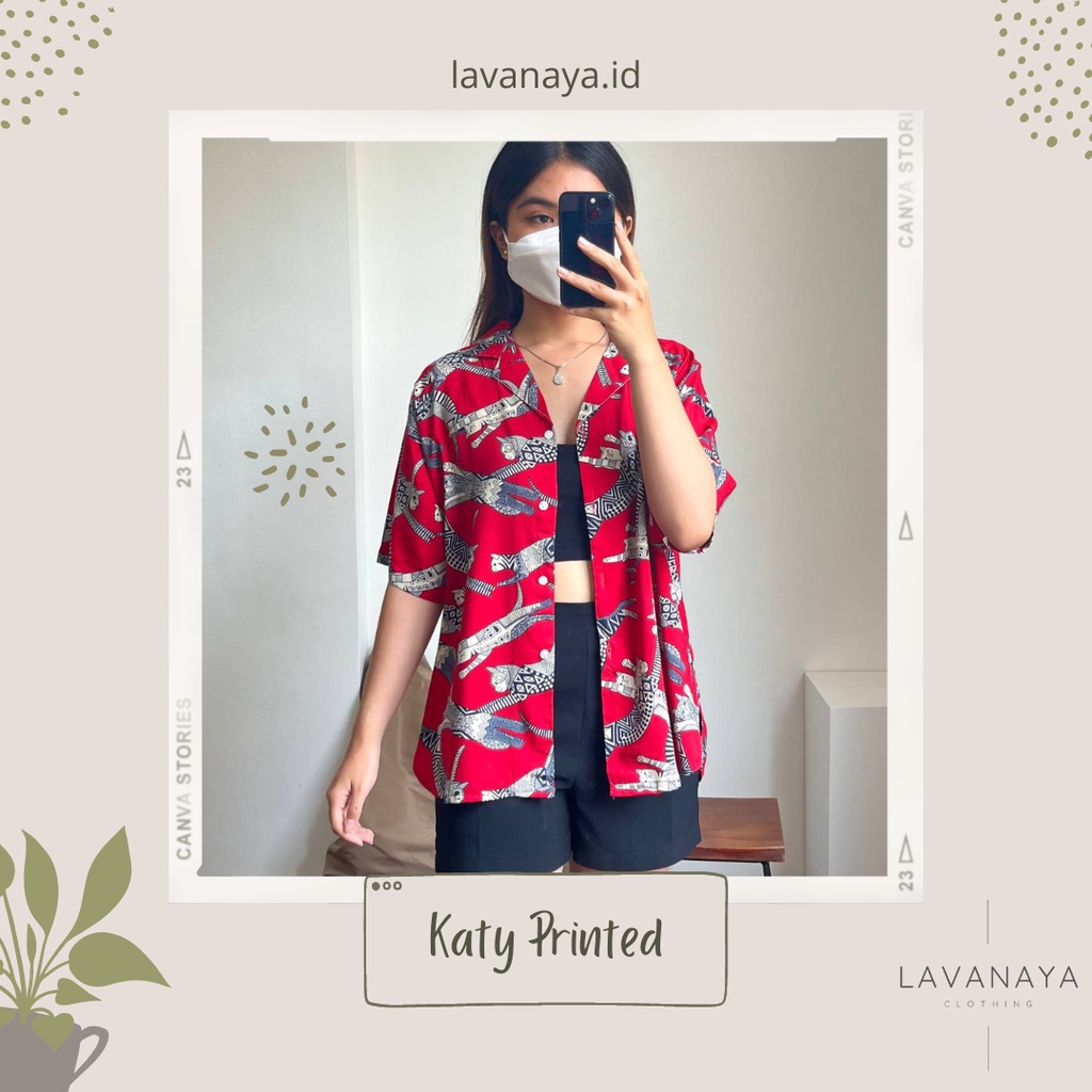 Lavanaya | Kemeja Wanita Printed Korea Lengan Pendek Katy Printed Shirt