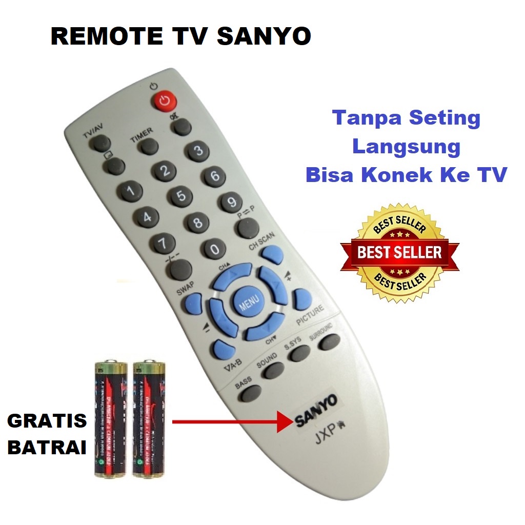 TANPA SETTING- Remot Remote TV Sanyo Tabung Slim Flat JXPSG / KXADA Original Pabrik / KW