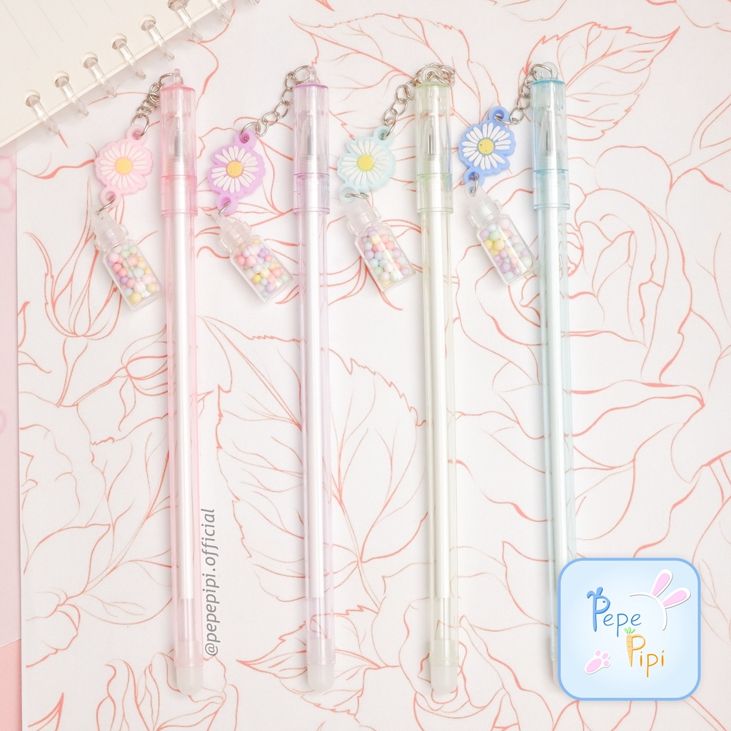 4 &amp;12 pcs Pena Gantungan Daisy Bulu Pen Bolpen Pulpen Bolpoin Karakter bunga matahari