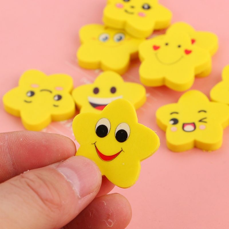 

Penghapus Pensil Sekolah Motif Bintang Emoji Smile 1set isi 3