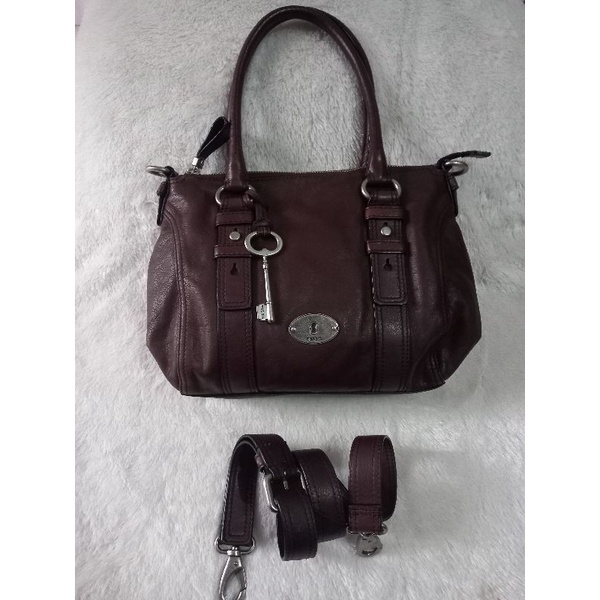 tas fossil maddox satchel medium espresso preloved