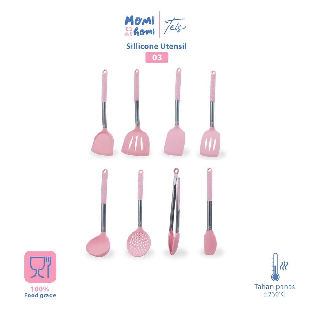 PAPIKA Alat Masak Silicone 03 Cooking Utensil / Spatula Silicon / Utensile Tahan Panas / Sutil Silicon / Sodet Silikon Kitchen Tool / Alat Masak Silikon Anti Lengket Food Grade Capitan Jepitan Kue Gorengan Kitchen Silicon Utensile Set Cookware BPA FREE