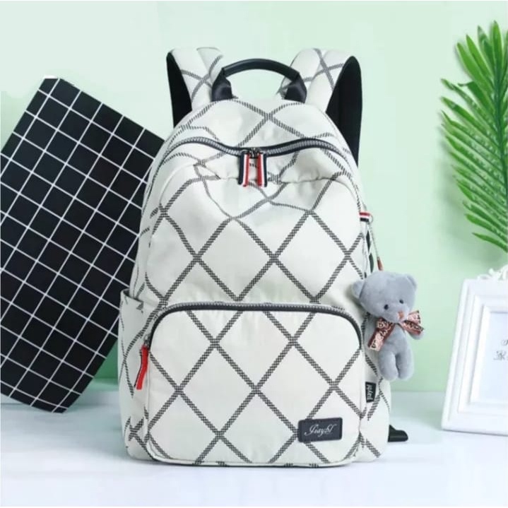 [COD] Tas Ransel Wanita Korean Style Kekiniaan / Tas Ori Motif Terbaru Garis Silang Rata / Tas Ransel Dewasa / Tas Ransel Wanita Terbaru 2022 / Tas Sekolah SMP SMA KULIAH Tas Termurah / Tas Terlaris