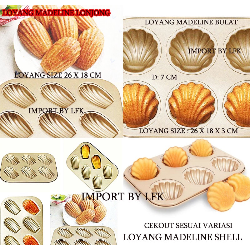 IMPORT LOYANG LOGAM MADELINE Silikon SHELL KERANG 3X2 Cetakan Kue MADELEINE PUDING CHIFON BAKERY CAK