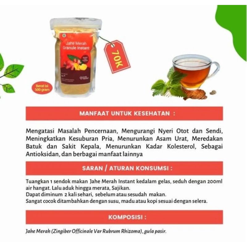 

jahe merah granule isntany Indo Herbal Konawe