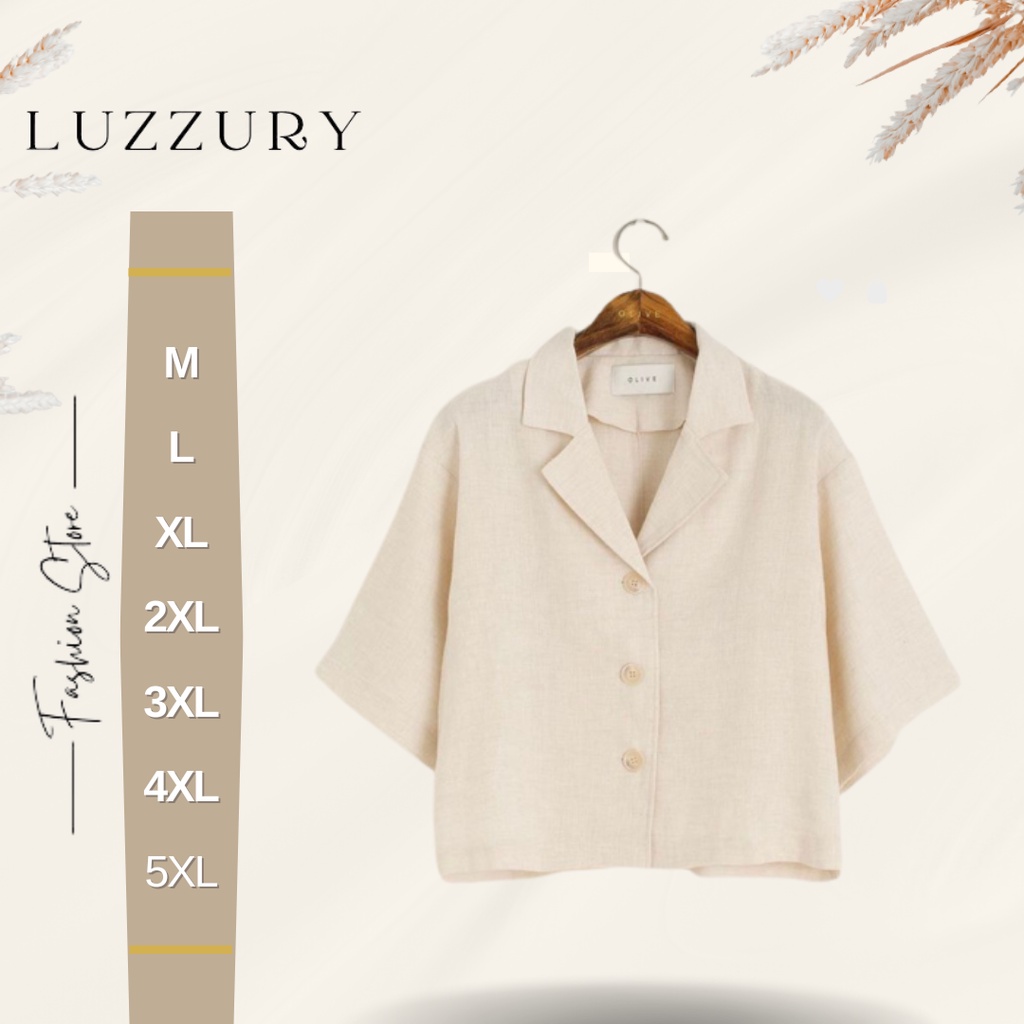 Blouse Kemeja Wanita Lengan Panjang 3/4 Size to Jumbo Cream