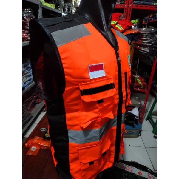 ROMPI SAFETY ORANYE HITAM FULL TASLAN PAKAI FURING 4 SAKU PREMIUM