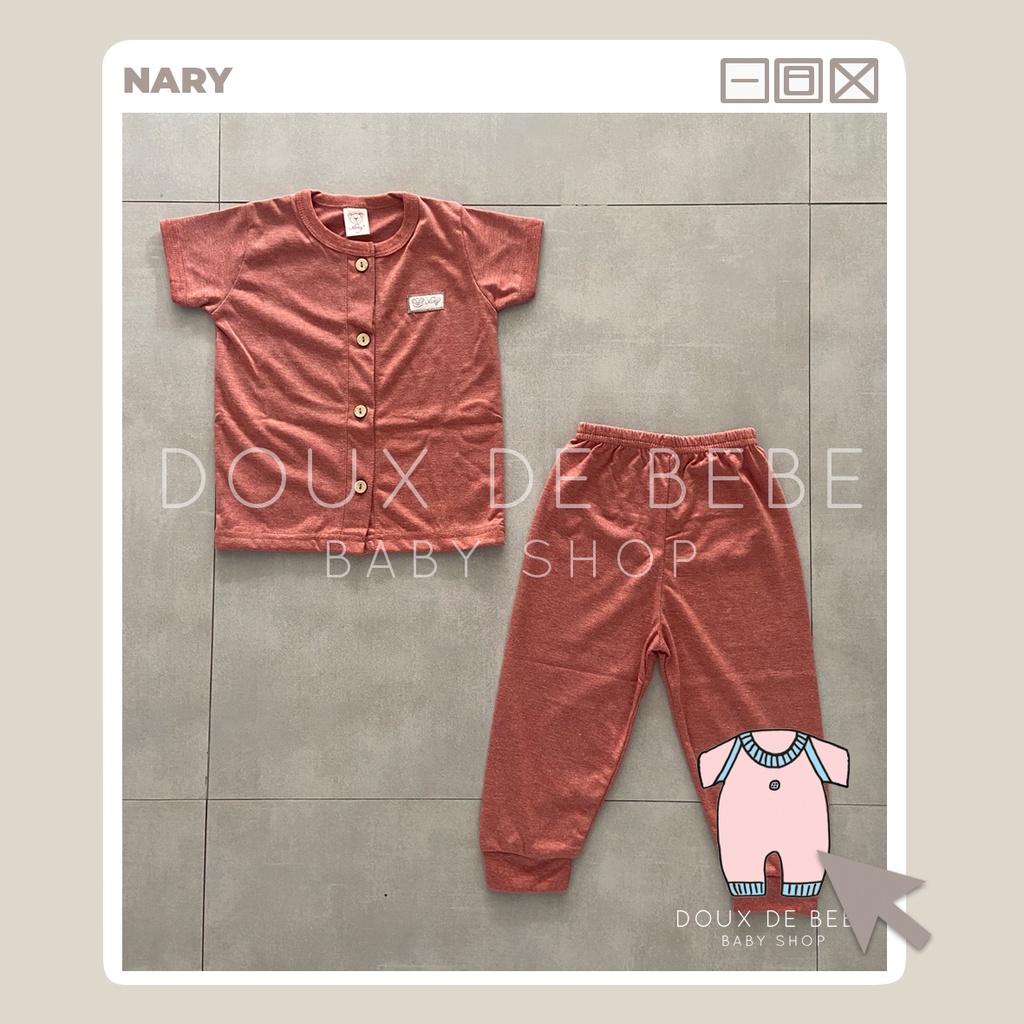 [MOMMYONLINE] NARY BABY WEAR - Nary Baju Bayi / Nary Kaos Bayi Lengan Pendek Celana Panjang 1 SET/1 STEL / Baju Anak Murah 1 SET/1 STEL 6-12 bulan / 1 tahun / 2 tahun - Earth Series / Nature Series (seperti LIBBY EARTH SERIES)