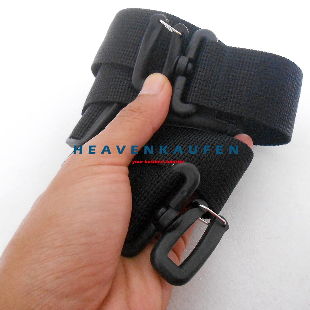 Tali Selempang Strap Tas Pria Hitam Lebar 3,8 cm - 2,5 cm Kait Model Huruf S