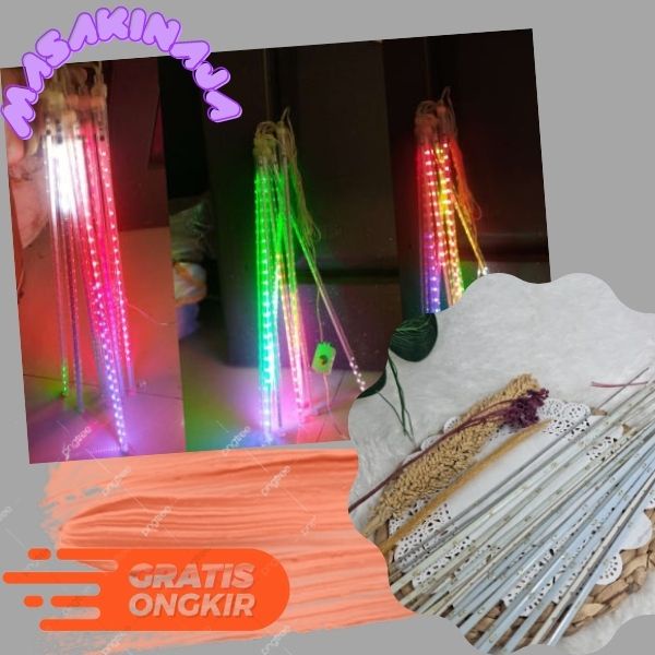Ready ー➽  Lampu  led meteor rgb / Bentuk Hujan Meteor / LAMPU LED STRIPE WARNA WARNI / LED METEOR TE