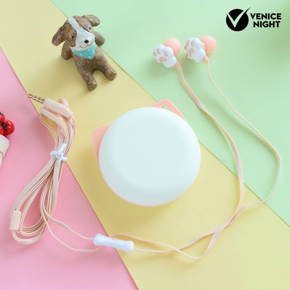 (VNEP) (Berkabel) Earphone Lucu Nyaman ABS Cat Claw 3.5mm Permainan Musik Sport Earphone Penggunaan Sehari-hari