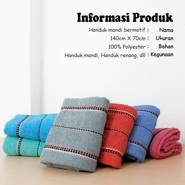 Handuk Katun Premium Jumbo Dewasa Motif Size 70x140cm Polyester Super Tebal Daya Serap Air Tinggi Perlengkapan Mandi Rumah Tangga Import - H12-K - Comfort Homes