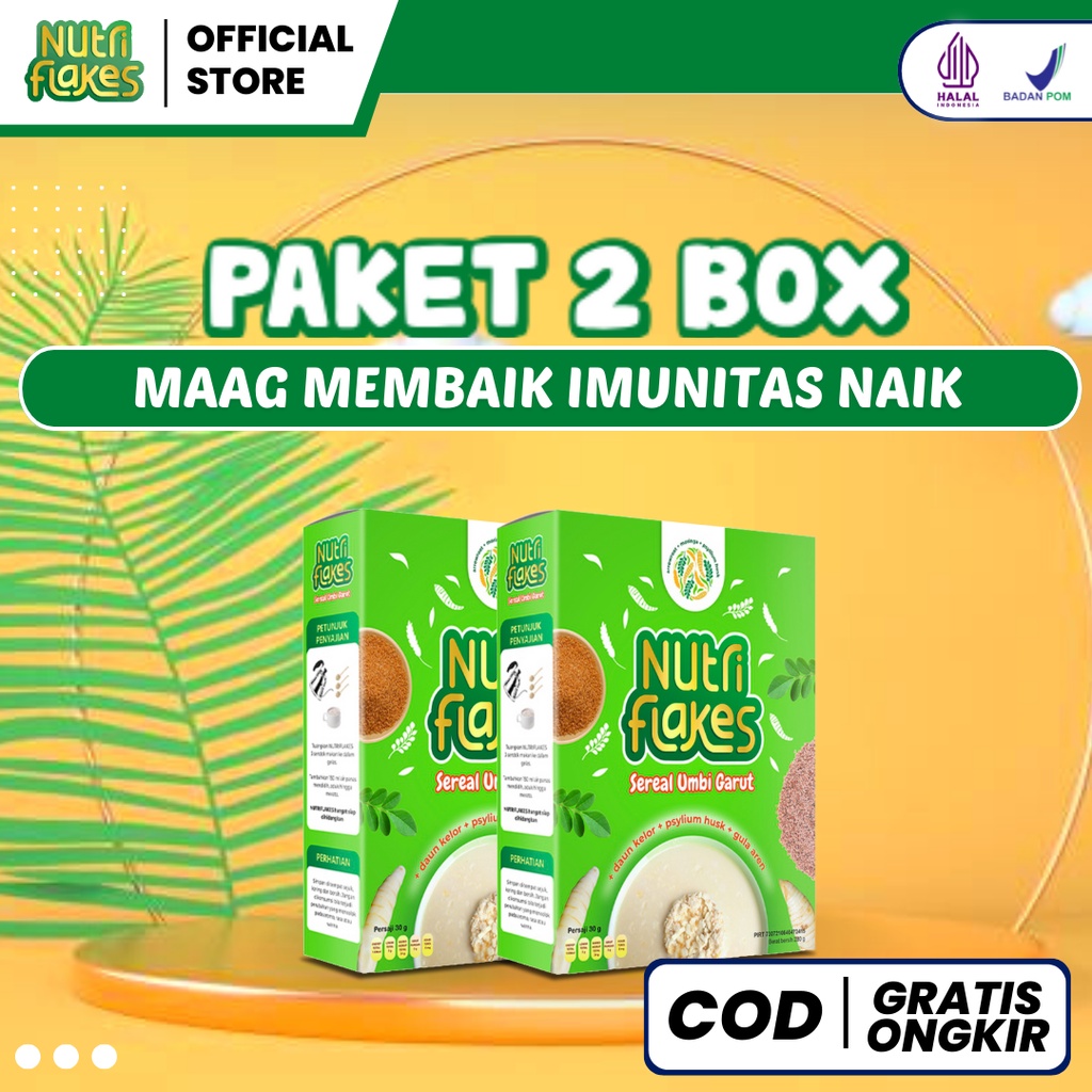 PAKET 2 BOX NUTRIFLAKES | SEREAL UMBI GARUT SOLUSI ASAM LAMBUNG MAAG DAN