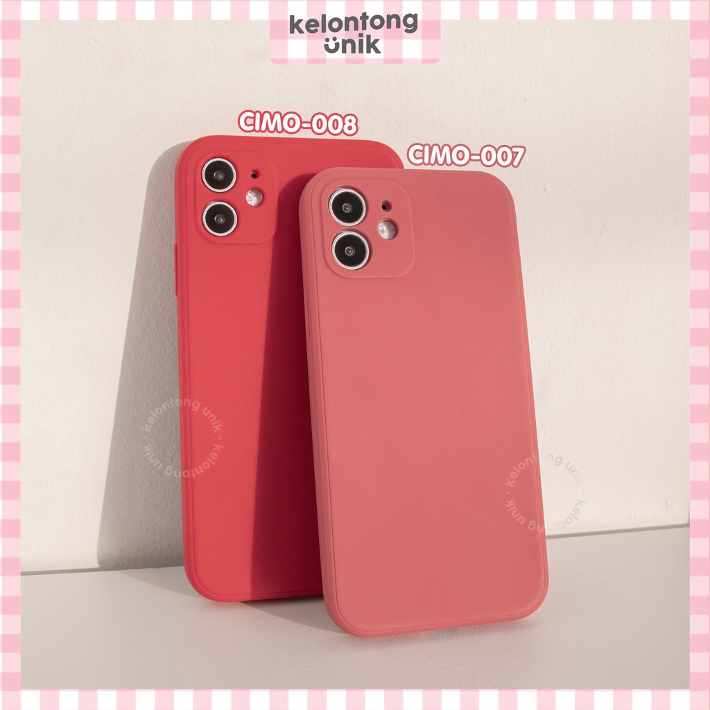 (Seri 4) iPhone - Square Edge Silicone Matte Macaron Soft Case + Lens Cover