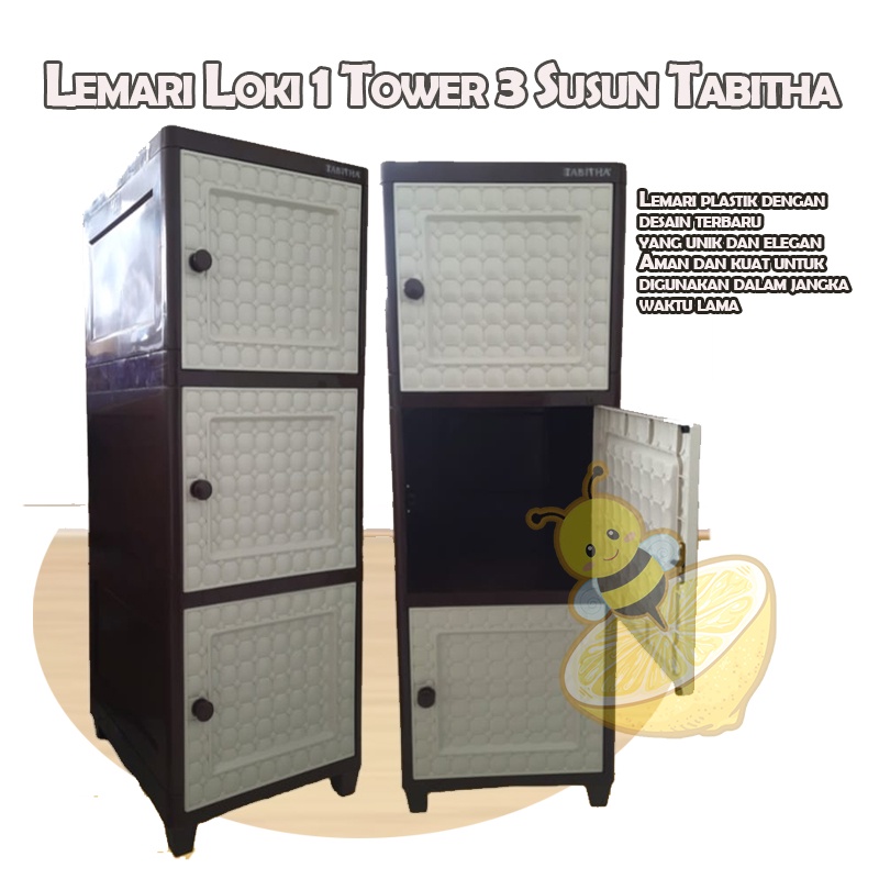 TABITHA Lemari LOKI LOKER KITA Plastik Pakaian Lemari 3 Susun
