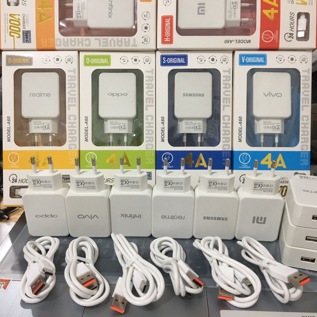 CASAN TRAVEL CHARGER TC 4.A A60 VOOC BRAND GI-18 TYPE C SAMSUNG +  PP /VIVO/ charger brand mirco