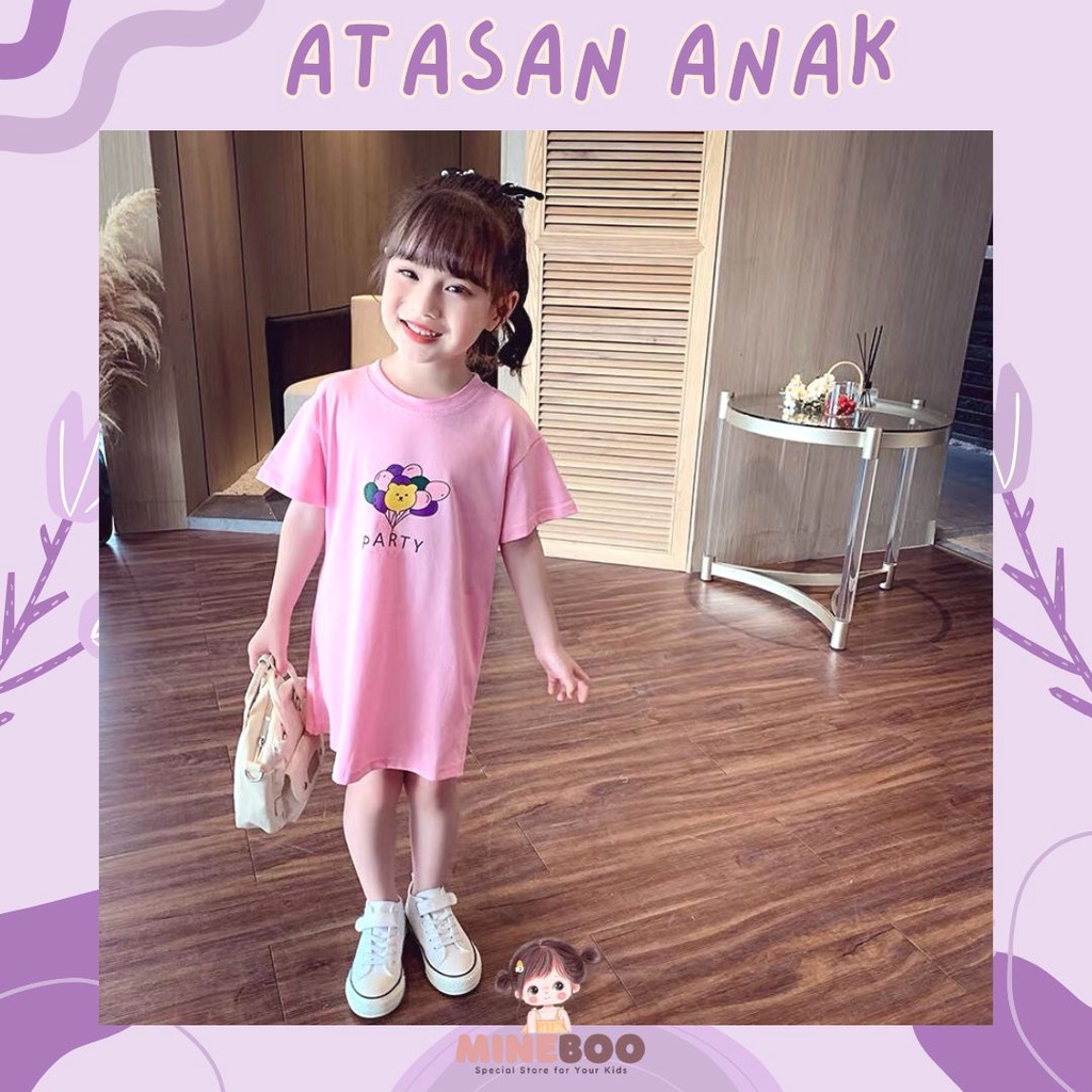 mineboo - DRESS HELLO BEAR Gaun anak perempuan/Baju anak perempuan/rok bayi/Kaos dress anak motif beruang cute import