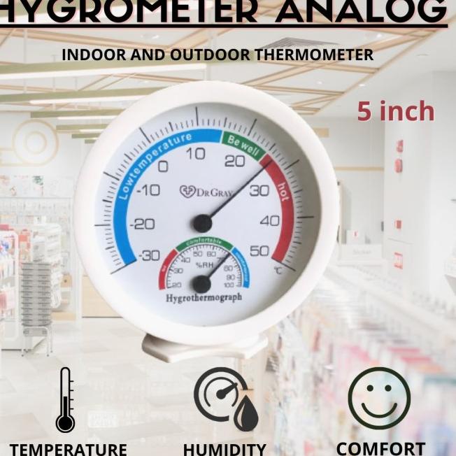 termometer ruangan /hygrometer analog 5 inch