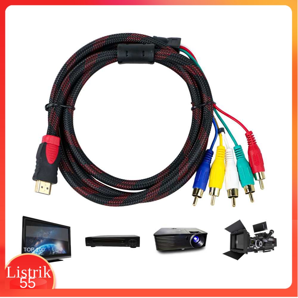 High Speed HDMI to 5 RCA Cable Gold Plated 1.5 Meter - HMRM01505