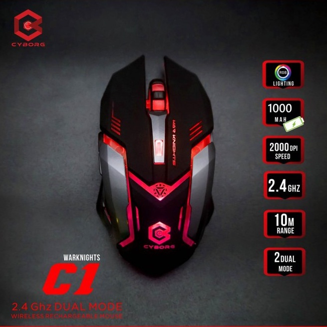 MOUSE GAMING WIRELESS RECHARGEABLE CYBORG C1 WARKNIGHTS