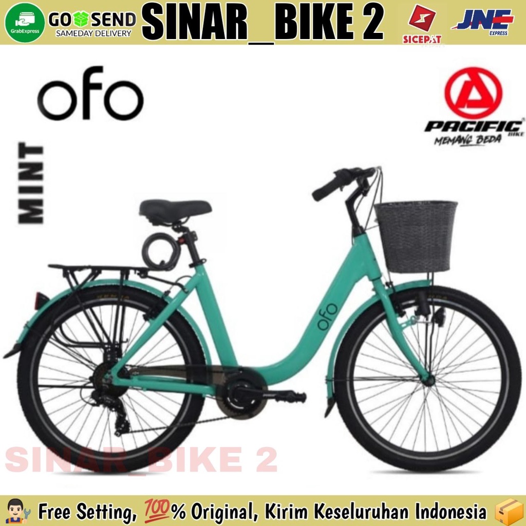 Sepeda Keranjang Dewasa PACIFIC OFO 26 Inch 7 Speed Alloy Urban City Bike Garansi Resmi 5 Tahun