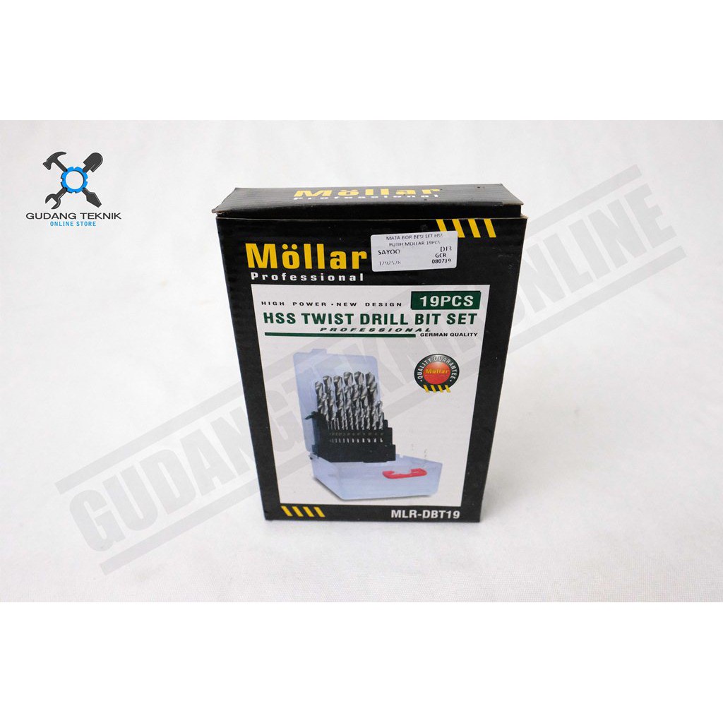 Mata Bor Besi HSS Putih SET isi 19 Pcs MLR-DBT19 MOLLAR / HSS Twist Drill Bit Set 19Pcs SET MLR DBT19 MOLLAR