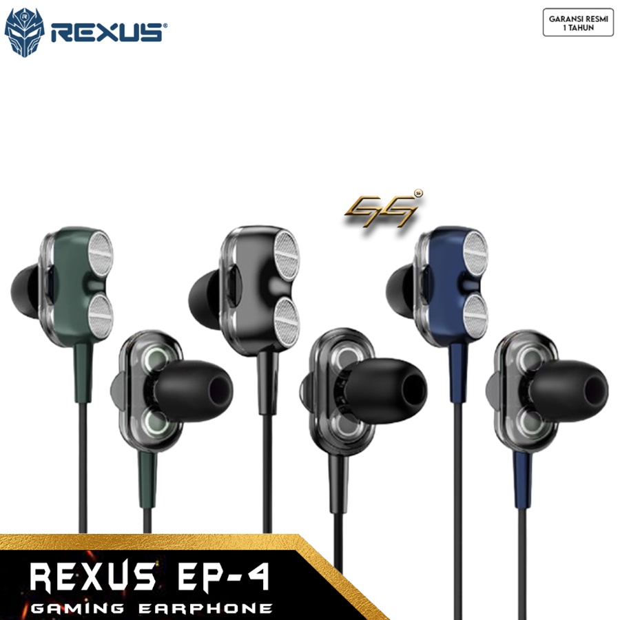 Earphone Gaming Rexus EP4 Dual Driver With Mic Gaming Earphone