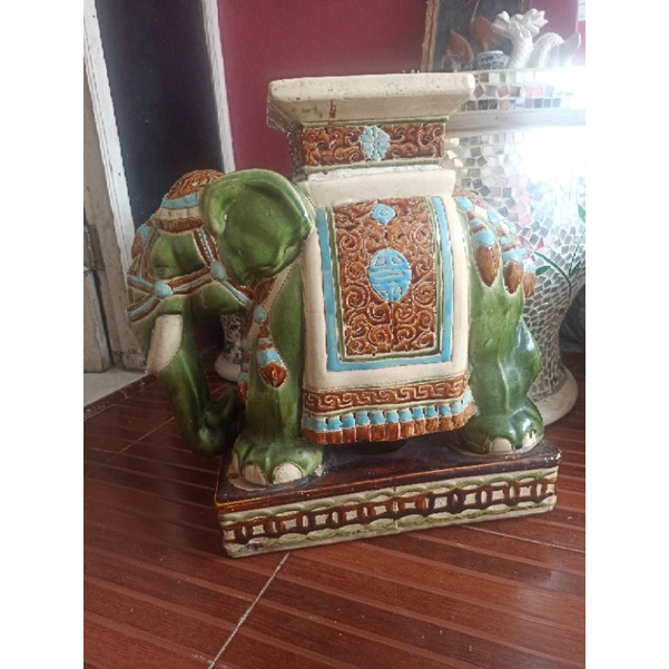Patung Gajah Thailand Jadul antik T:55cm keramik tua pecah Seribu