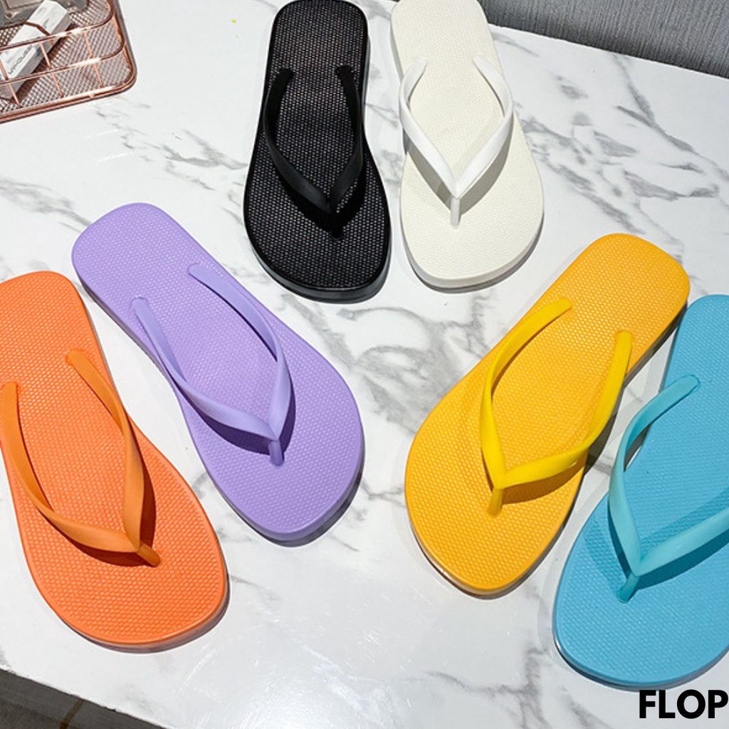 SANDAL SELOP WANITA PRAKTIS JEPIT POLOS WARNA VARIATIF CANTIK BAHAN RUBBER IMPORT FLOP