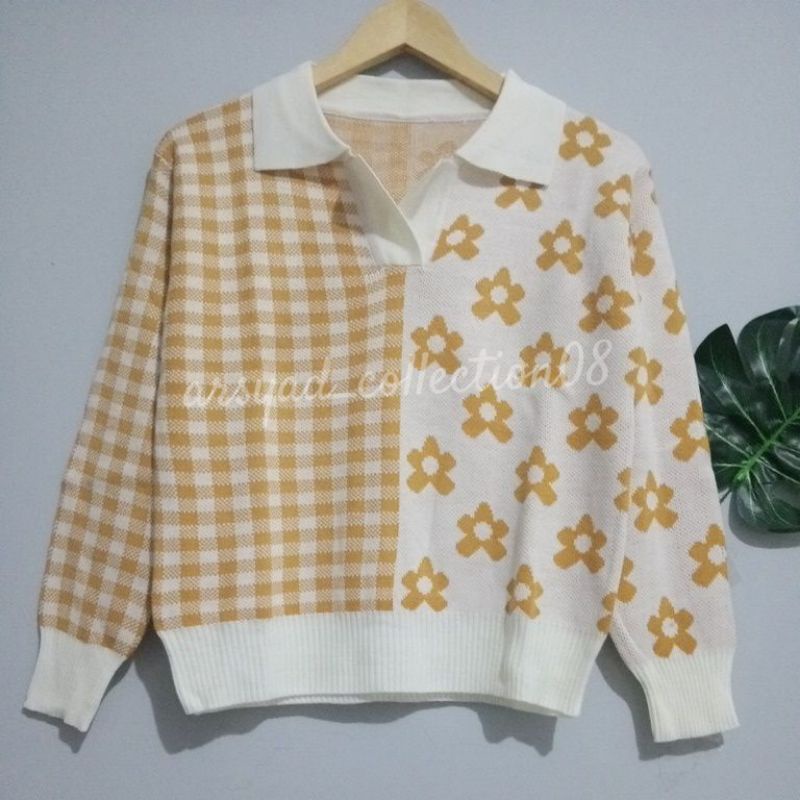 MARSHA SWEATER BUNGA CROP TERBARU