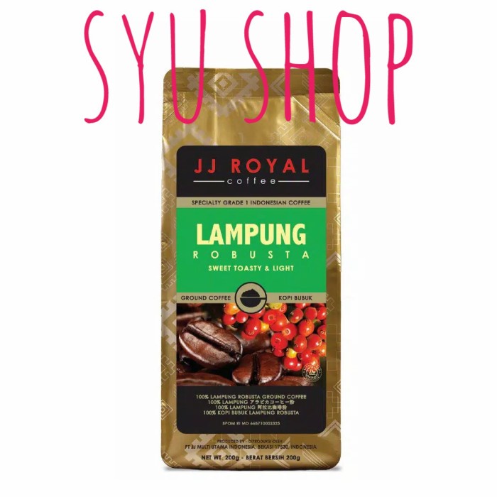 

JJ ROYAL GROUND COFFEE LAMPUNG ROBUSTA 200 GR KOPI BUBUK