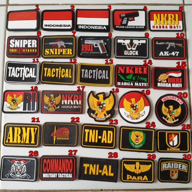 Patch rubber LOGO tempelan emblem karet velcro topi / jaket / kameja / baju tactical airsoft outdoor