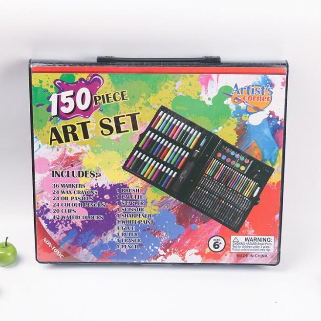 

150 Pcs Set Alat Menggambar Anak-Anak isi Spidol Cat Air Krayon - Merah Muda