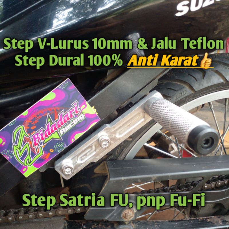 Step Boncengan Satria FU Versi-Lurus 10mm & Jalu Teflon Dural Custom pnp Fu-Fi. Step Boncengers Satr