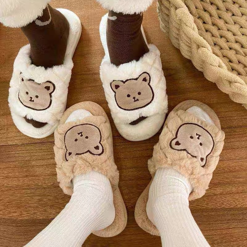 SENDAL SLOP BULU WANITA MOTIF TEDDY BEAR / SANDAL WANITA KARET KAMAR MANDI SANDAL RUMAH HOTEL SUPER EMPUK ANTI SLIP