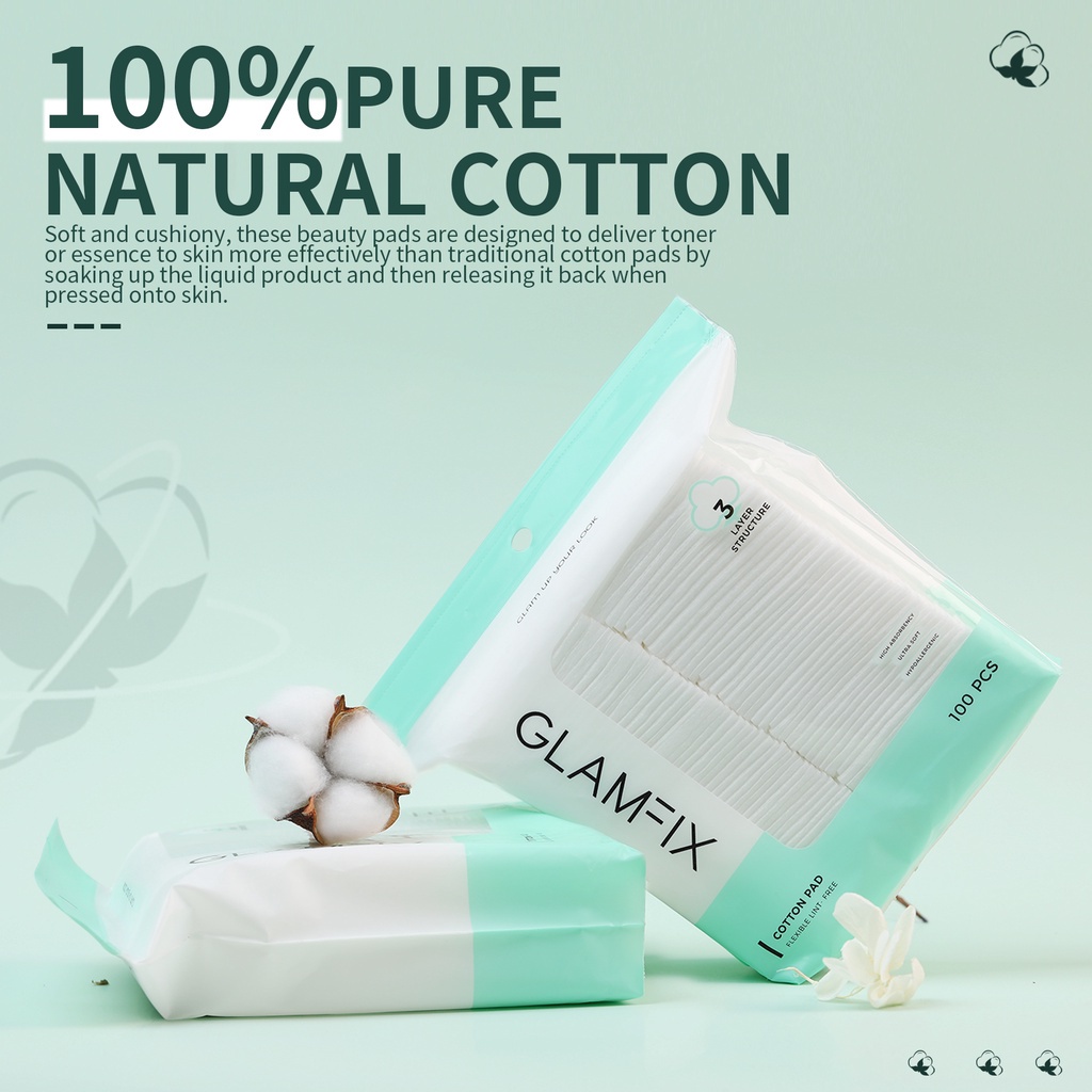GLAMFIX 3 LAYER STRUCTURE COTTON PAD (100 PCS)