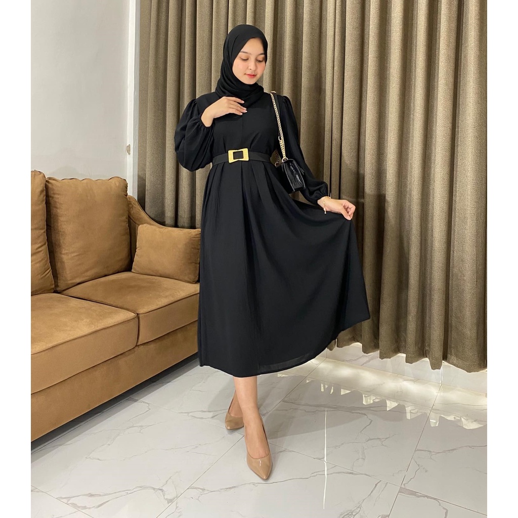 Tunik Dress korea Wanita cewek hitam kemeja Polos jumbo premium terbaru