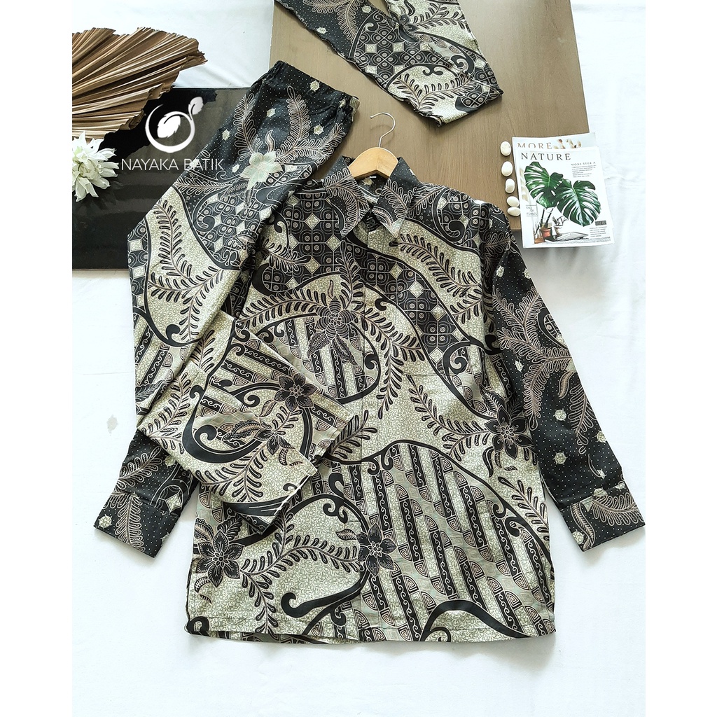 Batik Couple Kemeja Rok Hyuna Free Selendang Set Pakaian Couple Cowok Cewek Dewasa M L XL Katun Halus Baju Kondangan Wanita Kebaya Modern