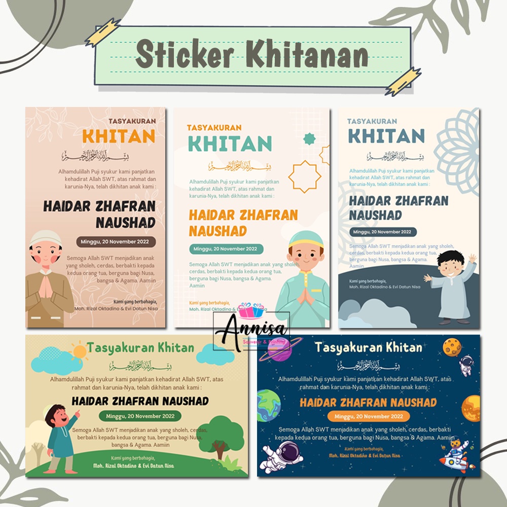 Sticker Tasyakuran Khitan / Undangan Khitan / Kartu Syukuran Khitan