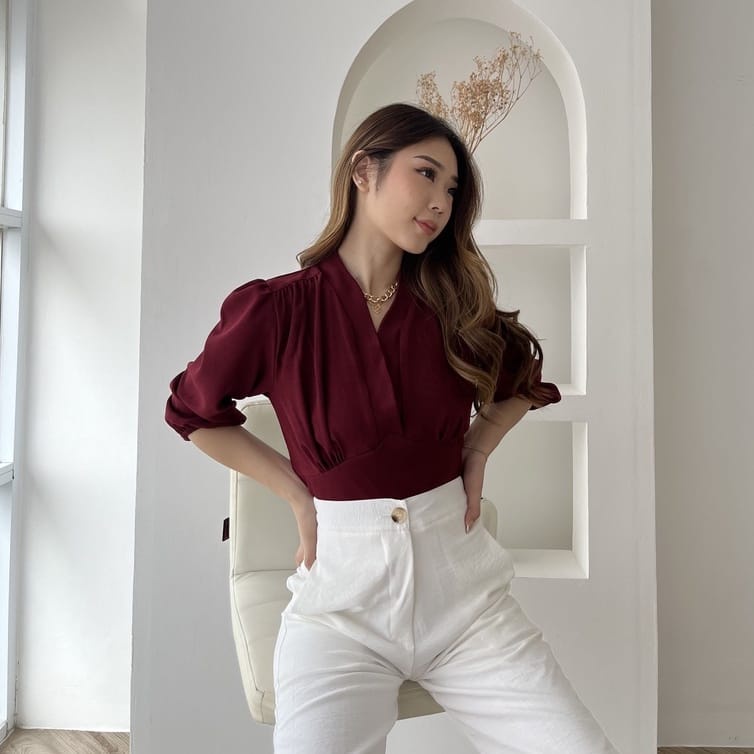 (DBY) BLOUSE ZOPHIA CROP TOP KEMEJA CRINCLE AIRFLOW ATASAN WANITA