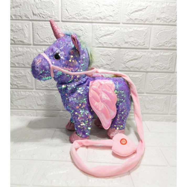 Boneka UNICORN Kuda Poni/Doggy Berjalan Walking Musik Dan Bergoyang [ MUSICAL SQUIN ] Termurah.&lt; TAMPA BOX&gt;