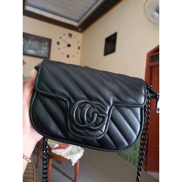 Tas mini gucci tali rantai hitam