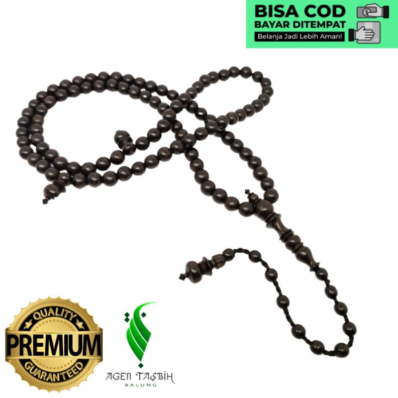 Tasbih Kelor Hitam Size 8mm, Motif Bulat/Tasbih Muslim 99Butir